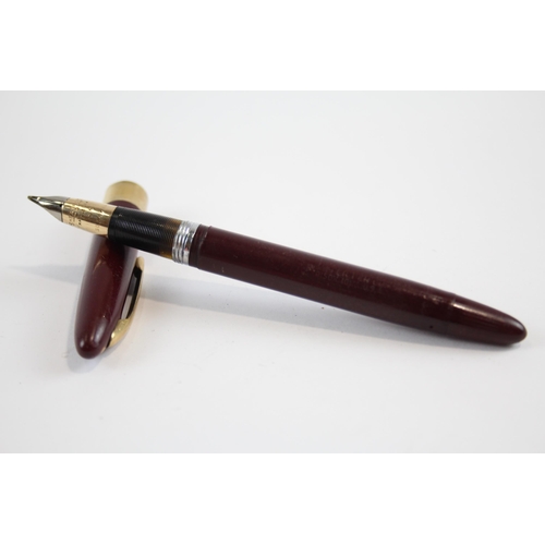 309 - Vintage SHEAFFER Snorkel Burgundy FOUNTAIN PEN w/ 14ct Gold Nib WRITING