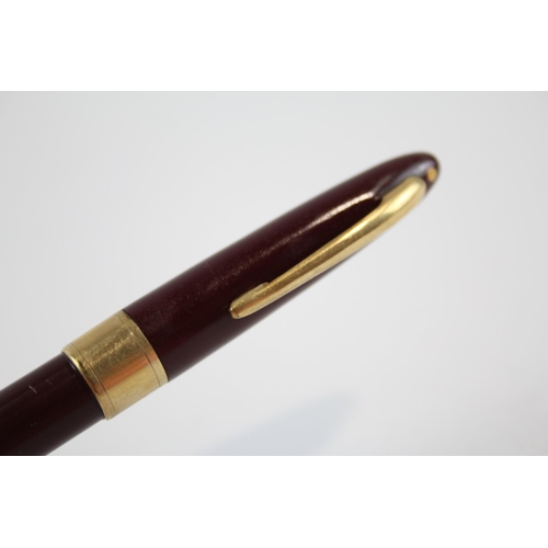 309 - Vintage SHEAFFER Snorkel Burgundy FOUNTAIN PEN w/ 14ct Gold Nib WRITING