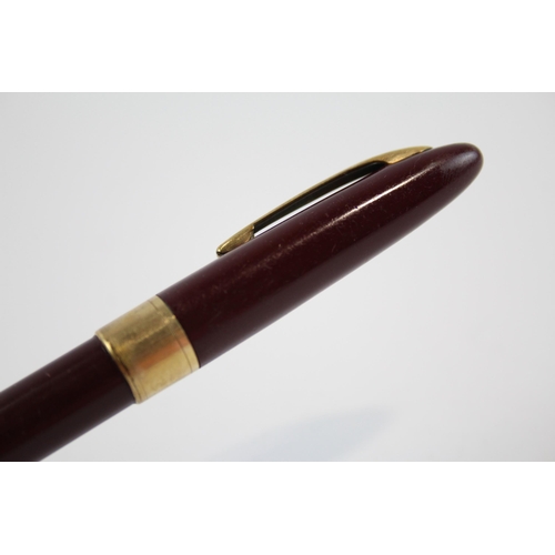 309 - Vintage SHEAFFER Snorkel Burgundy FOUNTAIN PEN w/ 14ct Gold Nib WRITING