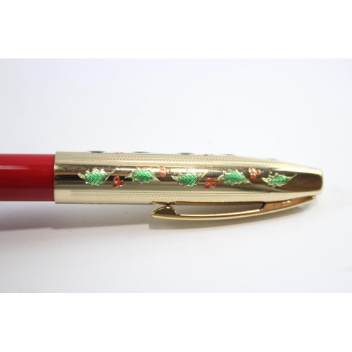 312 - SHEAFFER Imperial Red Christmas FOUNTAIN PEN w/ 14ct Gold Nib, Ballpoint Etc