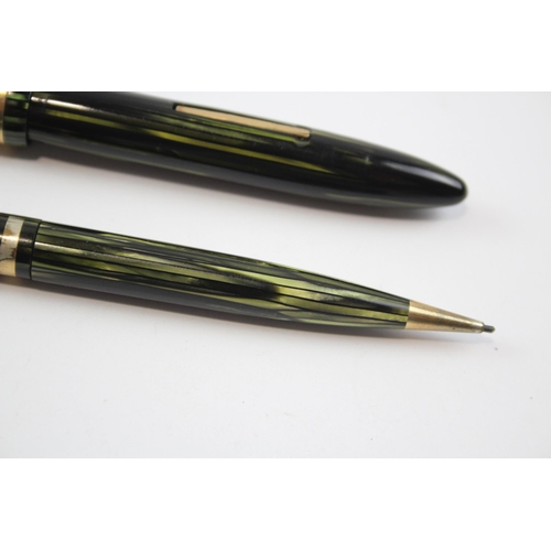 313 - Vintage SHEAFFER Balance Green FOUNTAIN PEN w/ 14ct Gold Nib, Pencil Etc