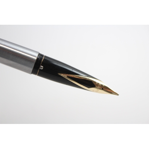 316 - Vintage SHEAFFER Imperial Brushed Steel FOUNTAIN PEN w/ 14ct Gold Nib WRITING