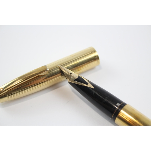 318 - Vintage SHEAFFER Imperial Gold Plated FOUNTAIN PEN w/ 14ct Gold Nib WRITING