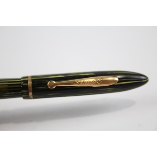 321 - Vintage SHEAFFER Balance Green FOUNTAIN PEN w/ Steel Nib WRITING