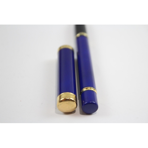 336 - Waterman Lady Charlotte Fountain Pen Blue Lacquer Casing 18ct Gold Nib WRITING