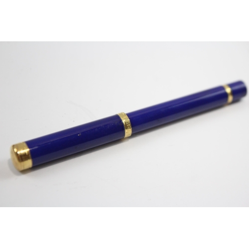 336 - Waterman Lady Charlotte Fountain Pen Blue Lacquer Casing 18ct Gold Nib WRITING