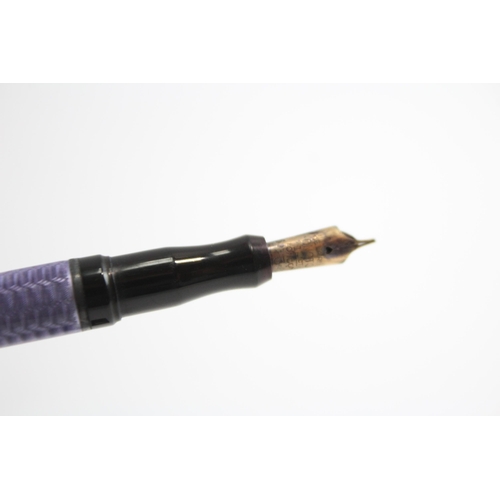 344 - DE LA RUE Onoto Brown Fountain Pen w/ 14ct Gold Nib, Guilloche Enamel Detail Etc