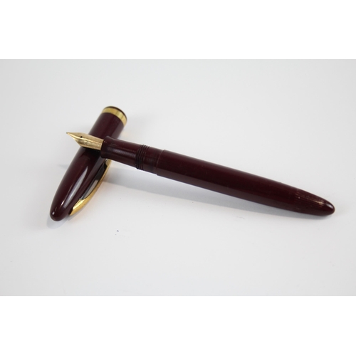 347 - Vintage SHEAFFER Snorkel Burgundy FOUNTAIN PEN w/ 14ct Nib WRITING