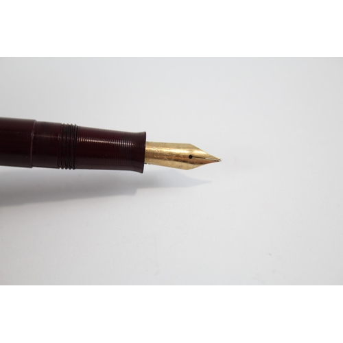 347 - Vintage SHEAFFER Snorkel Burgundy FOUNTAIN PEN w/ 14ct Nib WRITING