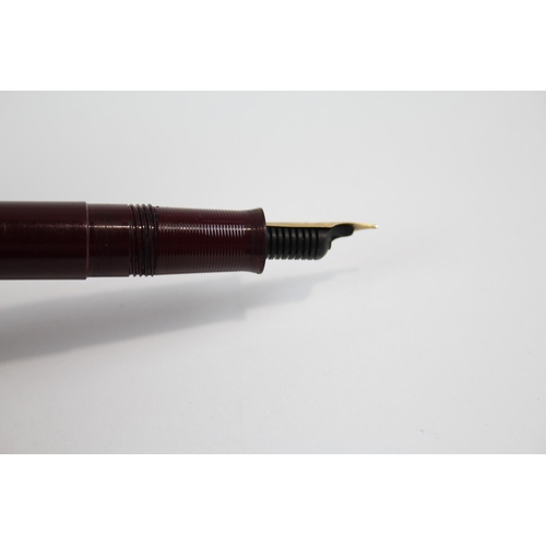 347 - Vintage SHEAFFER Snorkel Burgundy FOUNTAIN PEN w/ 14ct Nib WRITING