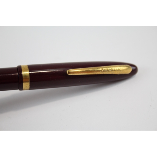 347 - Vintage SHEAFFER Snorkel Burgundy FOUNTAIN PEN w/ 14ct Nib WRITING