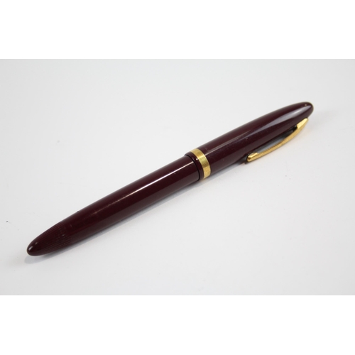 347 - Vintage SHEAFFER Snorkel Burgundy FOUNTAIN PEN w/ 14ct Nib WRITING