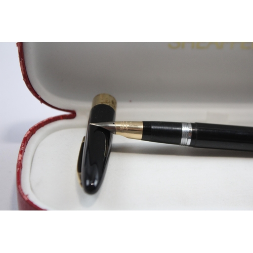 348 - Vintage SHEAFFER Snorkel Black FOUNTAIN PEN w/ 14ct Nib WRITING Boxed