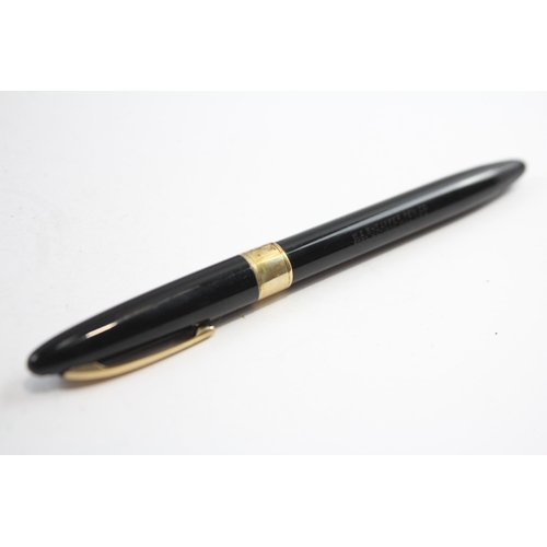 348 - Vintage SHEAFFER Snorkel Black FOUNTAIN PEN w/ 14ct Nib WRITING Boxed