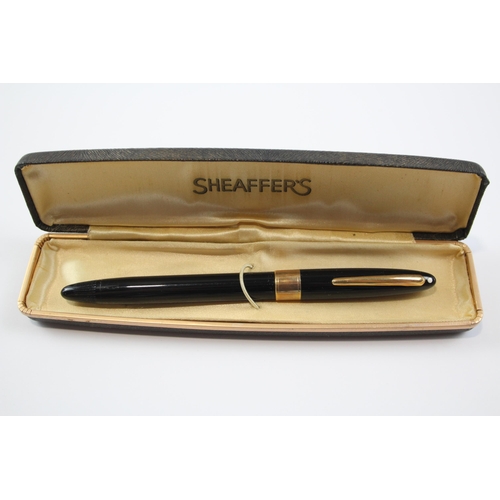 349 - Vintage SHEAFFER Snorkel Black FOUNTAIN PEN w/ Steel Nib WRITING Boxed