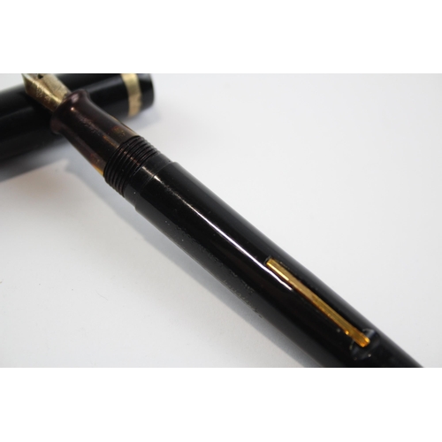 350 - Vintage SHEAFFER Feather Touch Black Fountain Pen w/ Gold Plate Nib Writing