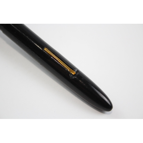 350 - Vintage SHEAFFER Feather Touch Black Fountain Pen w/ Gold Plate Nib Writing