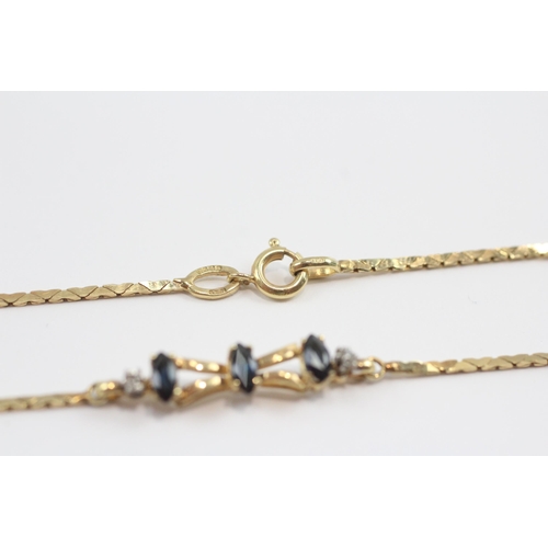 1 - 9ct Gold Vintage Sapphire And Diamond Set Bracelet (2.7g)