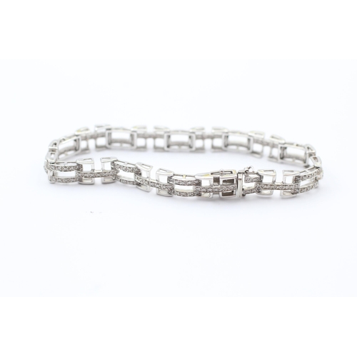 127 - 9ct White Gold Diamond Link Bracelet (14.1g)