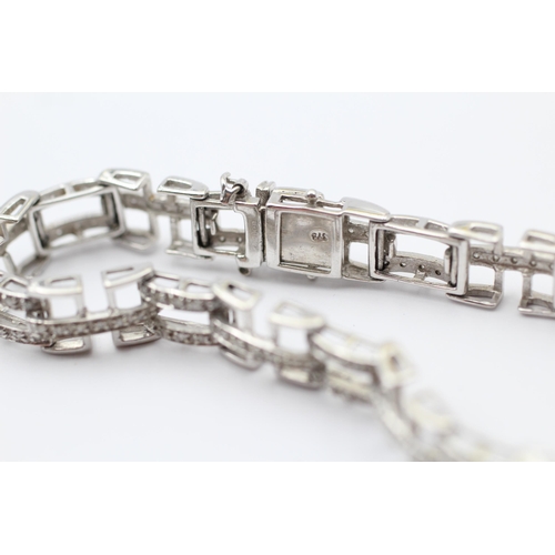 127 - 9ct White Gold Diamond Link Bracelet (14.1g)