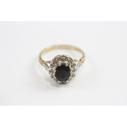 13 - 9ct Gold Sapphire And Diamond Halo Ring (3.2g) Size  P