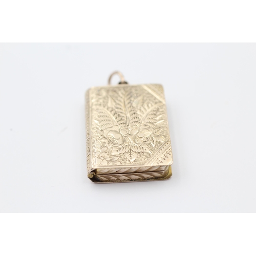 132 - 9ct Gold Large Etched Book Locket (10.8g)