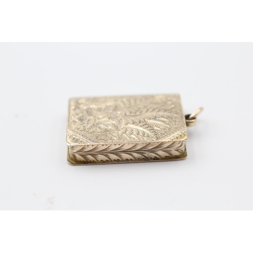 132 - 9ct Gold Large Etched Book Locket (10.8g)