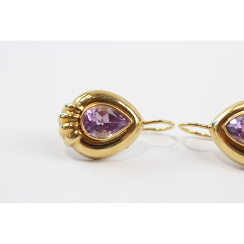 143 - 18ct Gold Amethyst Dress Earrings (4.8g)