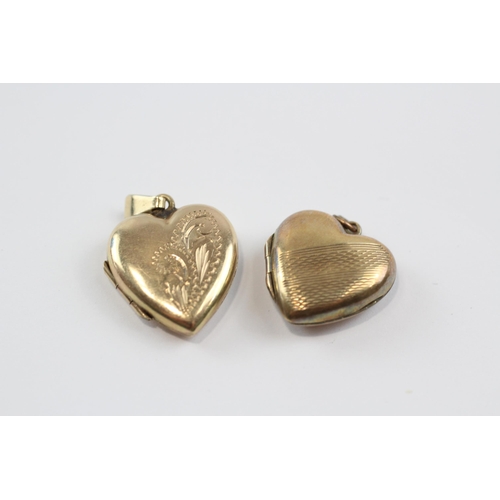 144 - 2 X 9ct Gold Back & Front Heart Locket Pendants (4.8g)