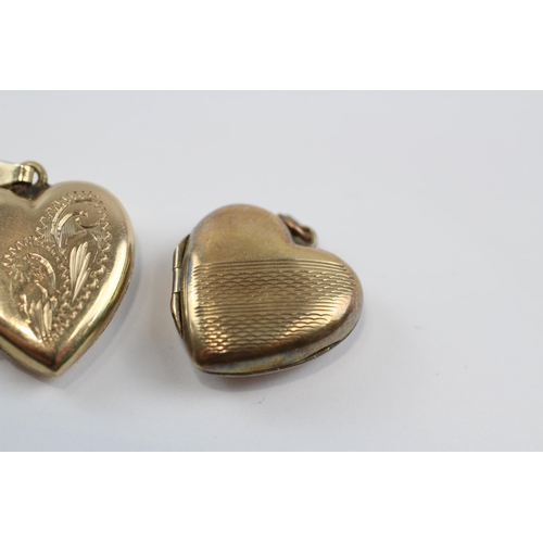 144 - 2 X 9ct Gold Back & Front Heart Locket Pendants (4.8g)