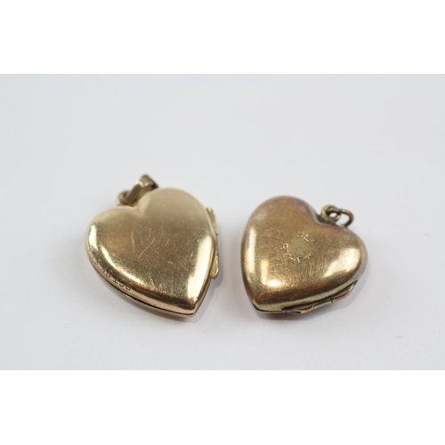 144 - 2 X 9ct Gold Back & Front Heart Locket Pendants (4.8g)