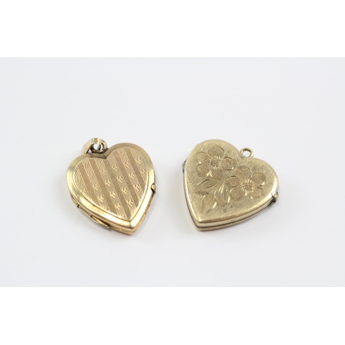 145 - 2 X Gold Back & Front Heart Locket Pendants (4.8g)