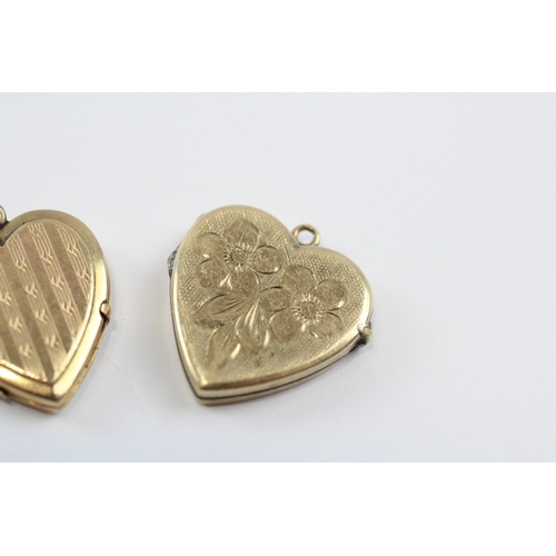 145 - 2 X Gold Back & Front Heart Locket Pendants (4.8g)