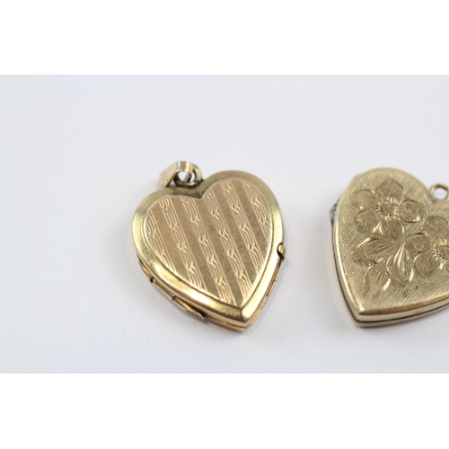 145 - 2 X Gold Back & Front Heart Locket Pendants (4.8g)