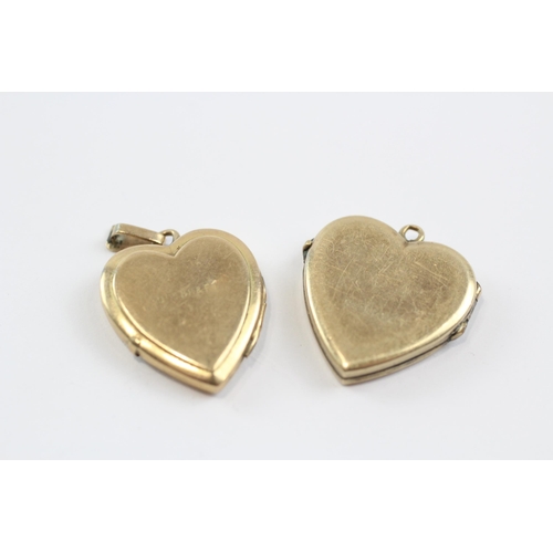 145 - 2 X Gold Back & Front Heart Locket Pendants (4.8g)