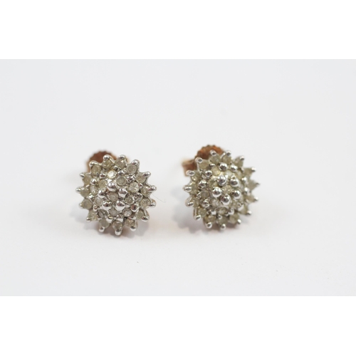 15 - 9ct Gold Diamond Cluster Stud Earrings (1.9g)