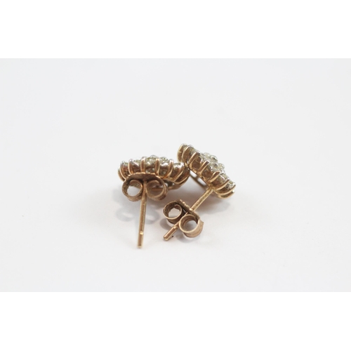 15 - 9ct Gold Diamond Cluster Stud Earrings (1.9g)
