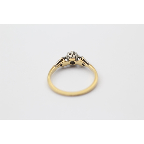 150 - 18ct Gold Diamond Single Stone Ring With Diamond Set Shoulders (2.1g) Size  L 1/2