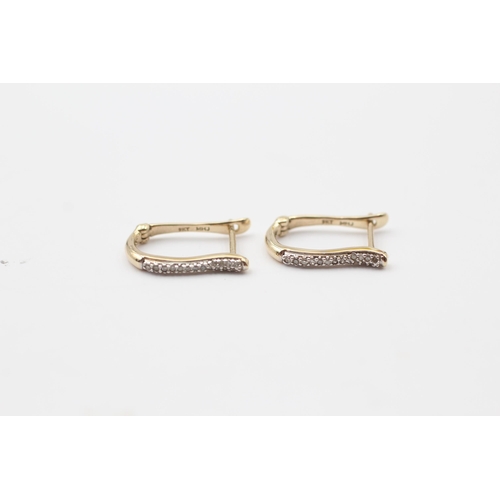 152 - 9ct Gold Diamond Hoop Earrings (1.6g)