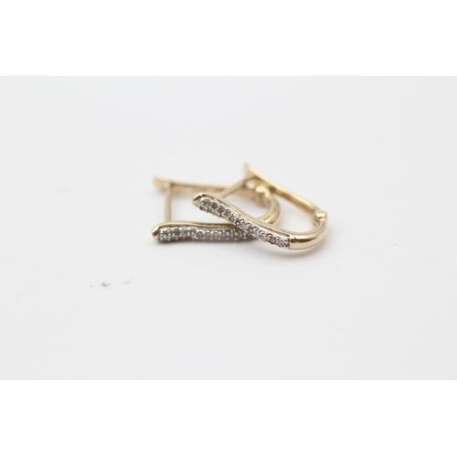 152 - 9ct Gold Diamond Hoop Earrings (1.6g)