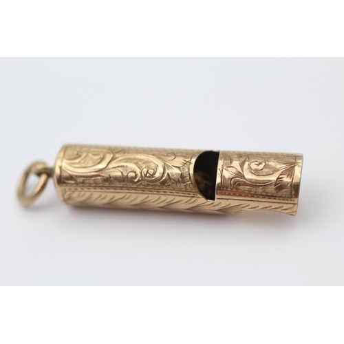 154 - 3ct Gold Whistle With Engraved Foliate Motif (3g)