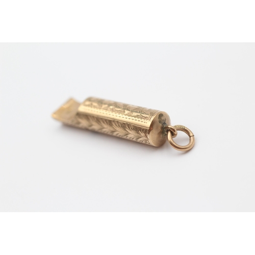 154 - 3ct Gold Whistle With Engraved Foliate Motif (3g)