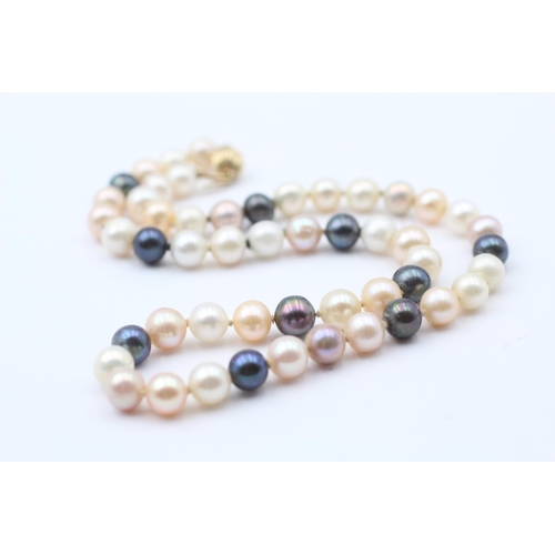 155 - 14ct Gold Clasp Cultured Pearl Single Strand Necklace (38.8g)