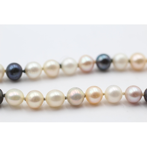 155 - 14ct Gold Clasp Cultured Pearl Single Strand Necklace (38.8g)