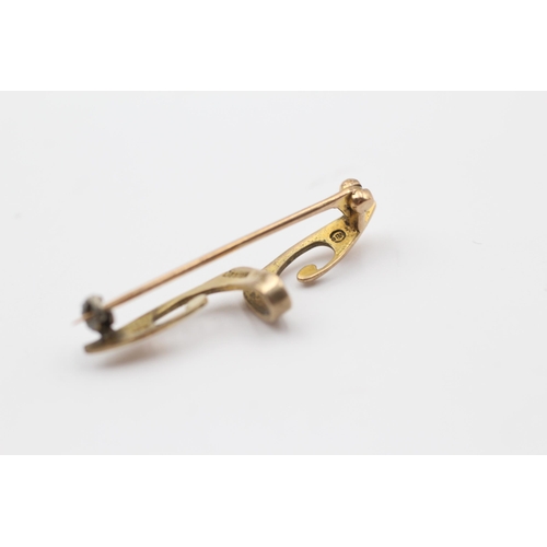 156 - 9ct Gold Antique Abstract Bar Brooch By Murle Bennett (2.4g)