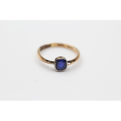 170 - 15ct Gold Antique Blue Paste Single Stone Ring (2.2g) Size  P 1/2