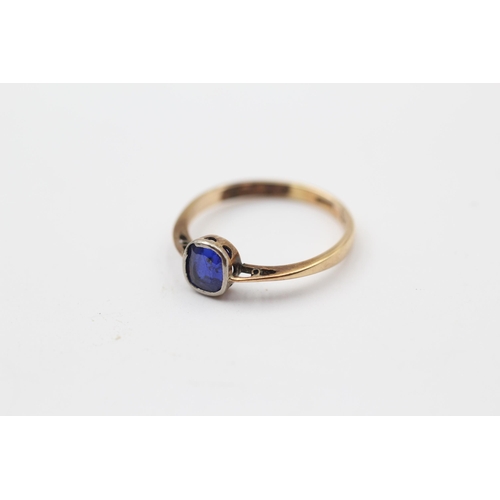 170 - 15ct Gold Antique Blue Paste Single Stone Ring (2.2g) Size  P 1/2