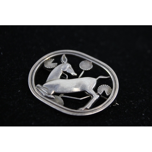 171 - Silver Deer Brooch By Maker Georg Jensen