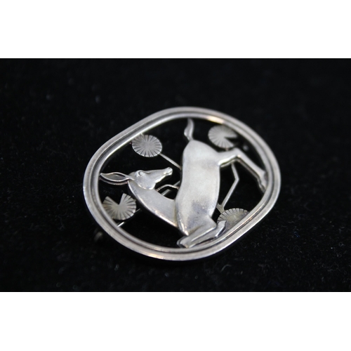 171 - Silver Deer Brooch By Maker Georg Jensen