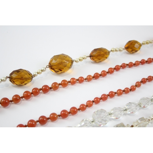 178 - A Collection Of Vintage Glass Necklaces Including Faceted